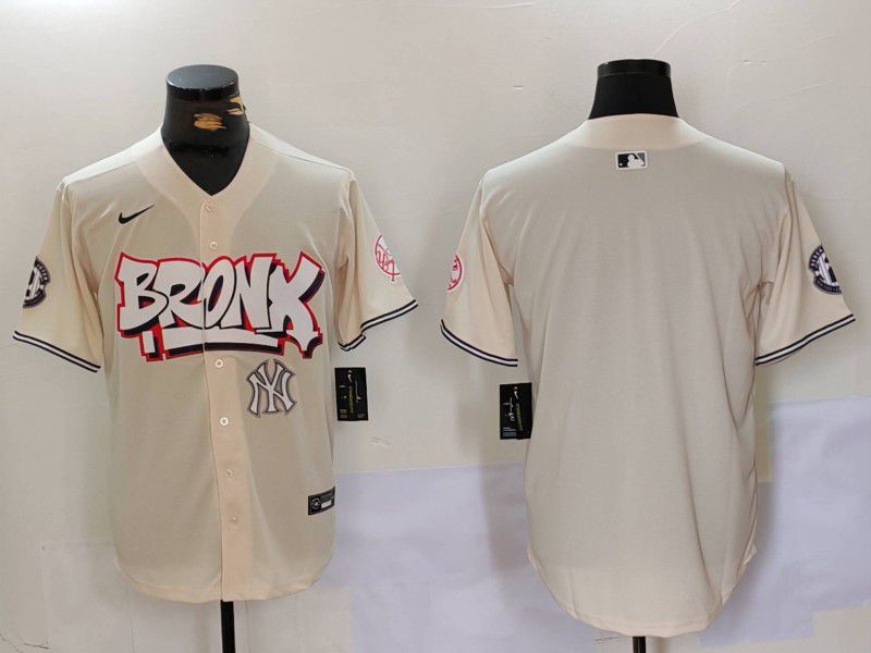 Men New York Yankees Blank Cream joint name 2024 Nike MLB Jersey style 3